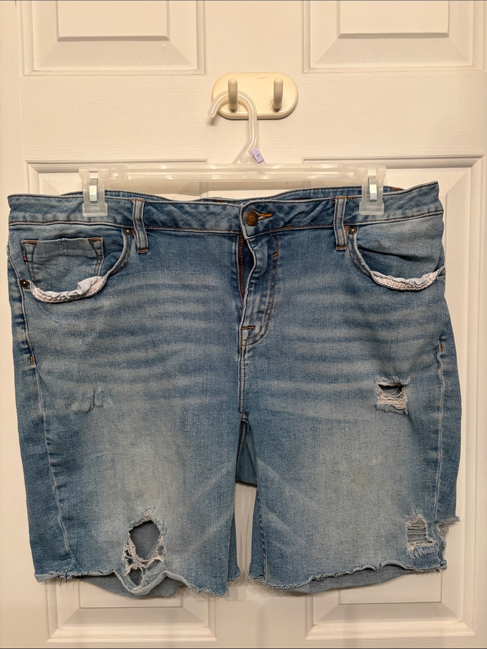 Vigoss Light Blue Distressed Denim Bermuda Shorts